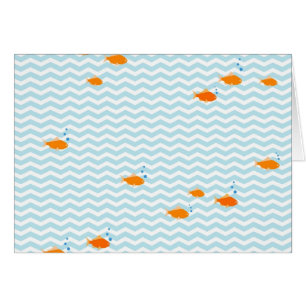 Chevron bleu lunatique avec des poissons d'or