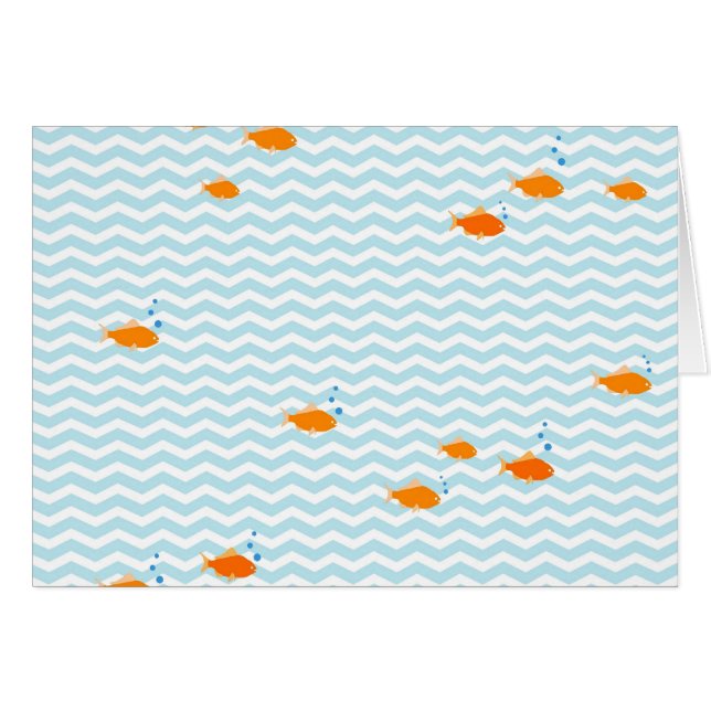 Chevron bleu lunatique avec des poissons d'or (Devant horizontal)