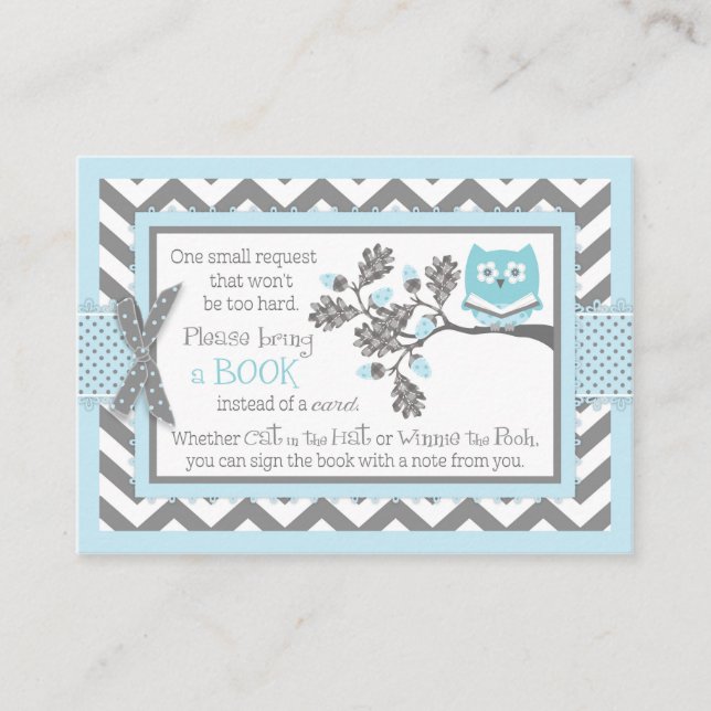 Chevron Blue Owl Lire Une Carte De Livre (Devant)