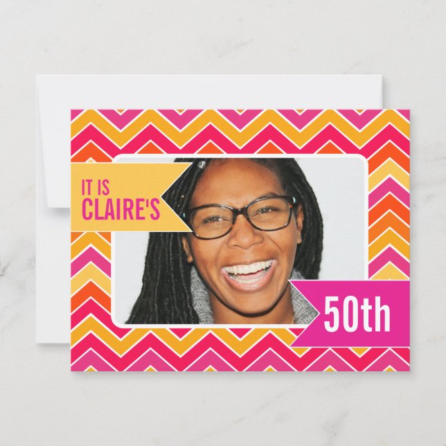 Chevron brillant photo 50e anniversaire invitation (Devant)