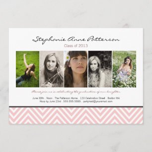 Chevron Chic 5 Faire-part de diplôme de photo rose