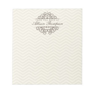 Chevron Chic Personalisierter Schreibtisch-Notizbl Notizblock