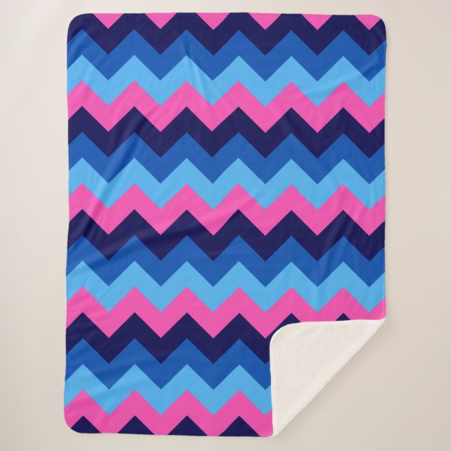 Chevron cool bleu rose Imprimer Grosse couverture  (Devant)