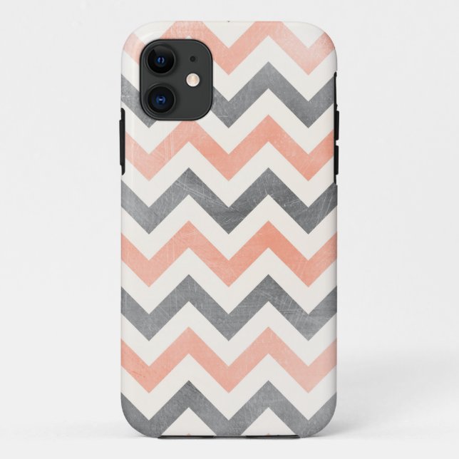 Chevron coral gris géométrique iPhone 5 coque (Dos)