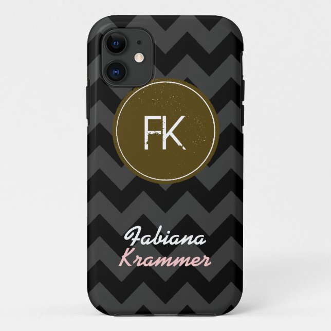 chevron custom name and initials Case-Mate iPhone hülle (Rückseite)