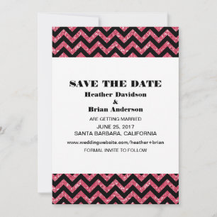 Chevron Glitter Save the Date Einladung, Rosa Einladung
