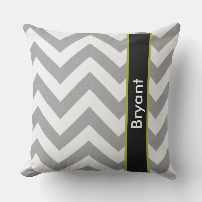 Chevron Gris Personnalisé Oreiller (Recto)