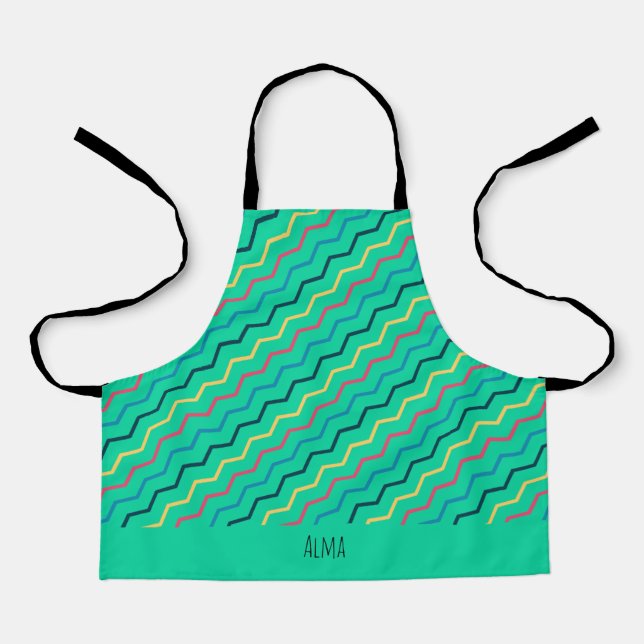 Chevron Grün Gelb Minimal Muster Schürze (Vorderseite)