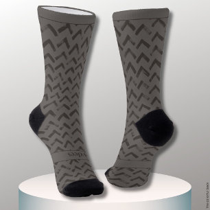Chevron Hellgrau und Dunkelgrau Name Socken