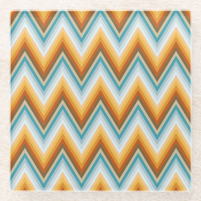 Chevron-Hintergrundmuster Glasuntersetzer (Vorderseite)