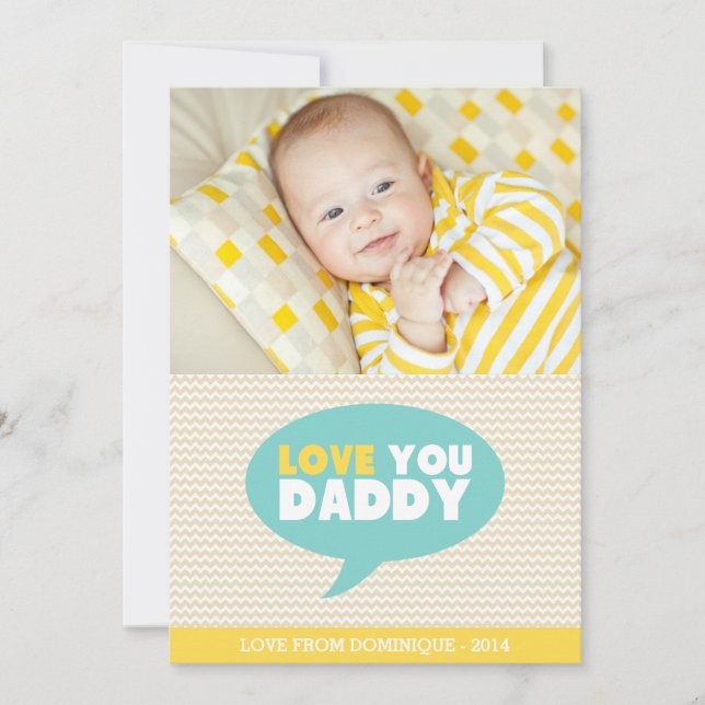 Chevron Jaune Vous Aime Papa | carte Fête des père (Devant)