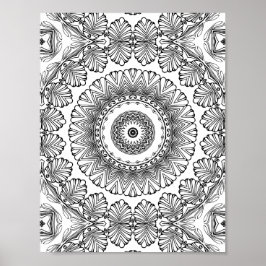Chevron Leaf Burst Coloring Page Pattern Artwork Poster
