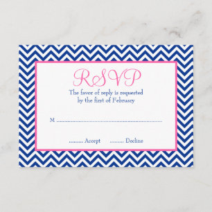 Chevron Marine Bat mitzvah bleu rose RSVP