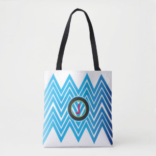 Chevron Monogrammé Sac fourre-tout bleu glace