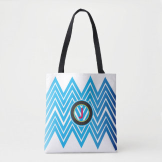 Chevron Monogrammé Sac fourre-tout bleu glace
