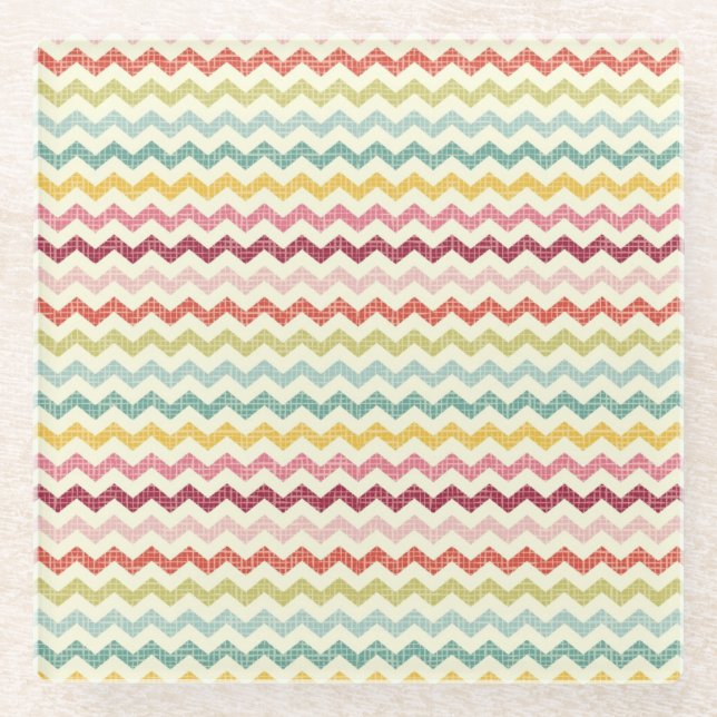 Chevron-Muster 4 Glasuntersetzer (Vorderseite)