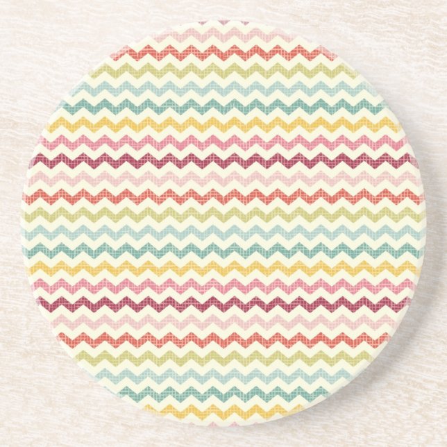 Chevron-Muster 4 Sandstein Untersetzer (Vorne)
