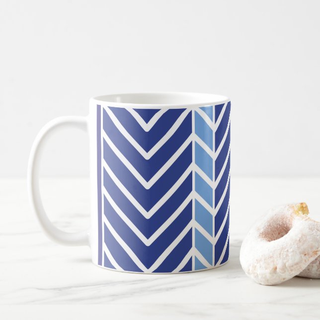 Chevron-Muster Blau Kaffeetasse (Mit Donut)