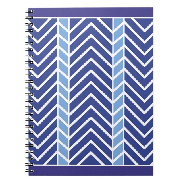 Chevron-Muster Blau Notizblock (Vorderseite)