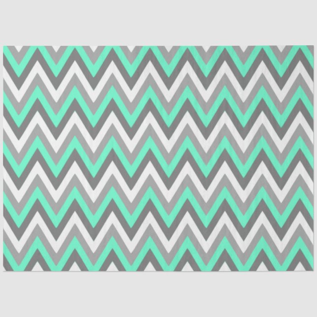 Chevron-Muster Grau Weiß Mint Decoupage Seidenpapier (Vorderseite)