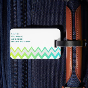 Chevron-Muster grün Türkis Aquamarin Ombre elegant Gepäckanhänger