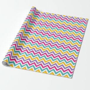 Chevron-Muster mit Teal- und violettem Streifen Geschenkpapier