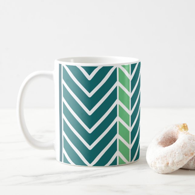 Chevron-Muster Türkis Kaffeetasse (Mit Donut)