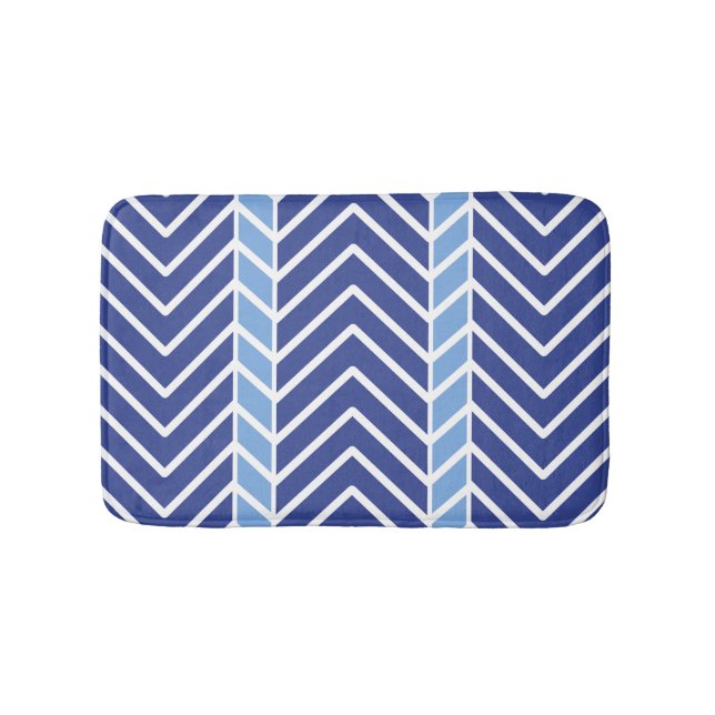 Chevron Pattern Blue Badematte (Vorderseite)