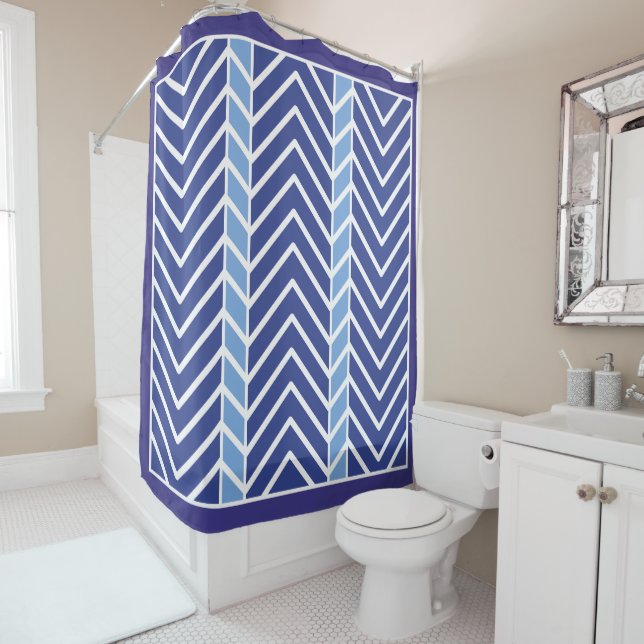 Chevron Pattern Blue Duschvorhang (Beispiel)