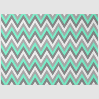 Chevron Pattern Grey White Mint Decoupage Seidenpapier