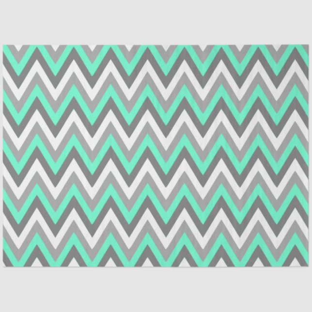 Chevron Pattern Grey White Mint Decoupage Seidenpapier (Vorderseite)