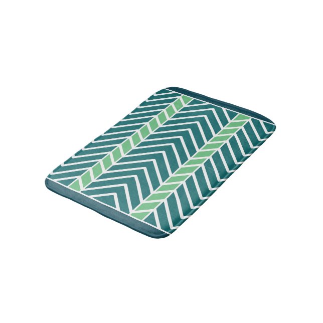 Chevron Pattern Teal Badematte (Schrägansicht)