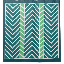 Chevron Pattern Teal Duschvorhang