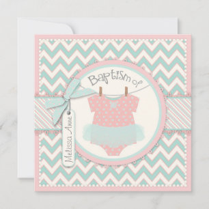 Chevron Print et Tutu Baptism Invitation