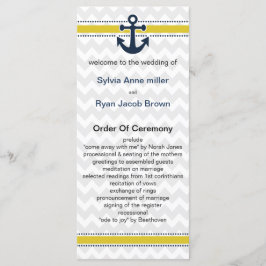 chevron rayures, ancre, programme de mariage nauti