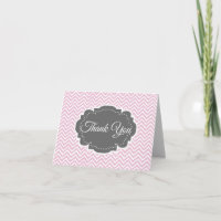Chevron rose Carte de remerciements plié personnal
