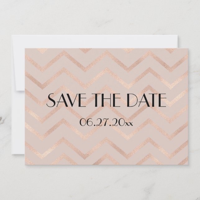 Chevron Rose Gold Wedding Enregistrer La Carte Dat (Devant)