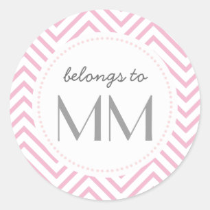 Chevron rose monogrammé - Étiquettes do-it-yoursel