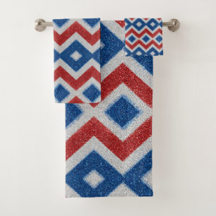 Chevron Rouge Blanc Bleu Pailleté Patriotique Rayu