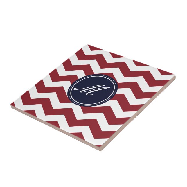 Chevron rouge et bleu avec carreaux Monogram (Côté)
