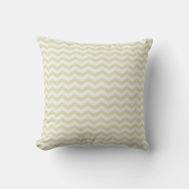 Chevron Stripe Tan et blanc Coussin MOJO américain (Recto)