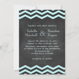 Chevron Turquoise Chalkboard Faire-part de mariage