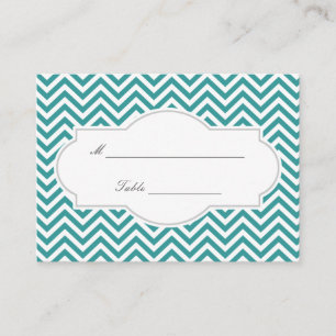Chevron turquoise chic barre la carte d'endroit de