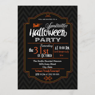 Chevron & Typographie Invitation Halloween
