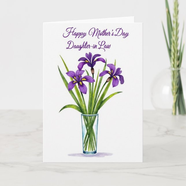 Chevron Violett Florale Karte (Vorderseite)