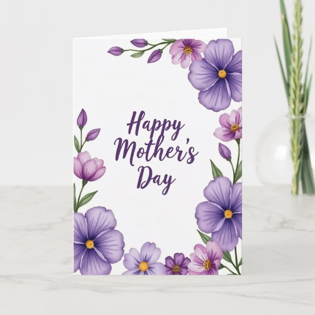 Chevron Violette Blütenkarte Karte (Vorderseite)