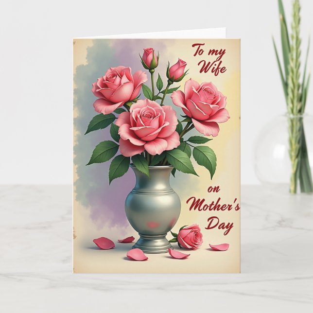 Chevron Watercolor Bloom Karte (Vorderseite)