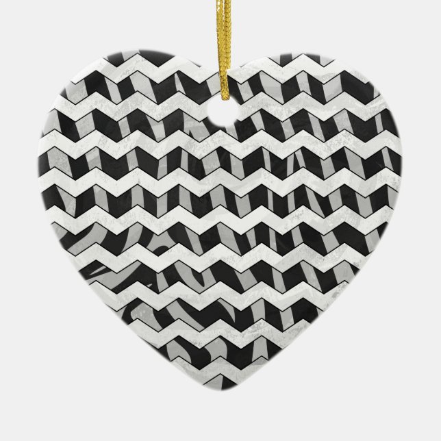 Chevron Zebra Black and Gray Keramikornament (Vorne)