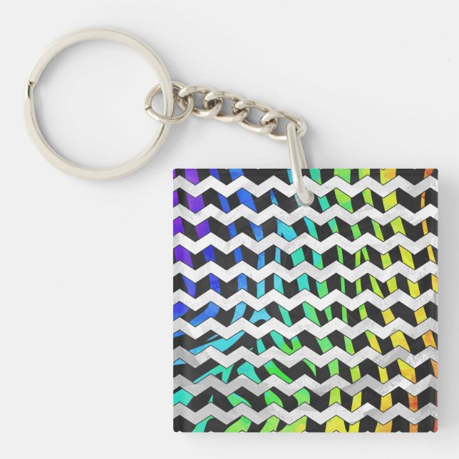Chevron Zèbre Noir et Imprimé Arc-en-Ciel (Devant)