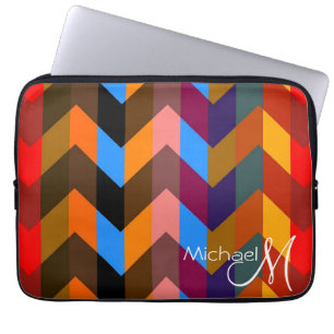 Chevron-Zickzack-Muster Individuelles Monogramm 2 Laptopschutzhülle